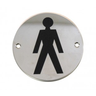 Male Toilet Door Sign in Polished Stainless Steel
