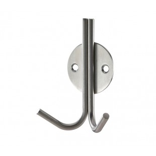 Double Wire Cubicle Coat Hook in Satin Stainless Steel