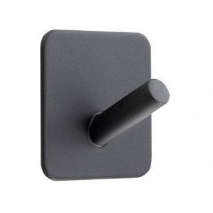 Matt Black Single Coat Hook with Adhesive Backplate