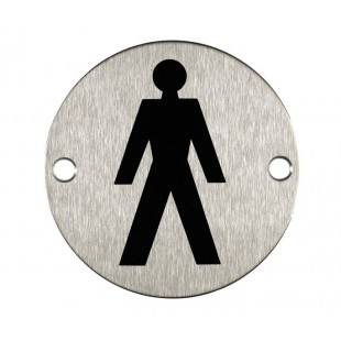 Male Toilet Sign for Toilet Doors in Satin Stainless Steel