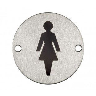 Female Toilet Door Sign in Satin Stainless Steel