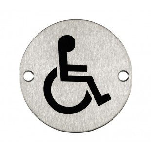 Disabled Toilet Door Sign in Satin Stainless Steel
