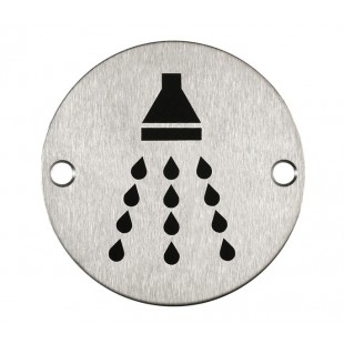 Shower Door Sign in Satin Stainless Steel