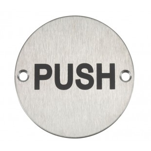 Push Door Sign in Satin Stainless Steel