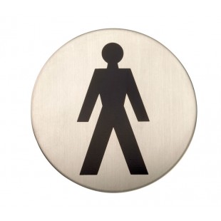 Adhesive Male Toilet Door Sign in Satin Stainless Steel