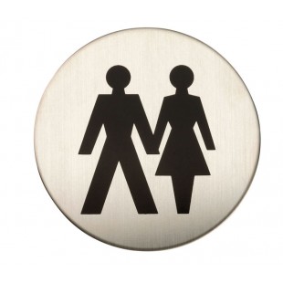 Adhesive Unisex Toilet Door Sign in Satin Stainless Steel