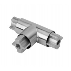 Tubular Headrail T Joint Connector in Satin Stainless Steel 