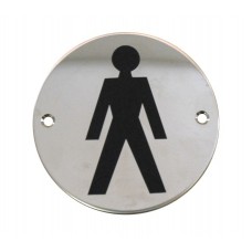 Male Toilet Door Sign in Polished Stainless Steel