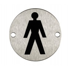 Male Toilet Sign for Toilet Doors in Satin Stainless Steel