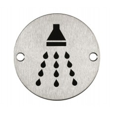 Shower Door Sign in Satin Stainless Steel