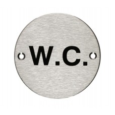 W.C Sign in Satin Stainless Steel