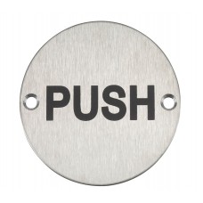 Push Door Sign in Satin Stainless Steel