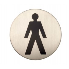 Adhesive Male Toilet Door Sign in Satin Stainless Steel