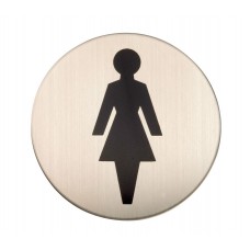 Adhesive Female Toilet Door Sign in Satin Stainless Steel