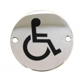 Disabled Toilet Door Sign in Polished Stainless Steel