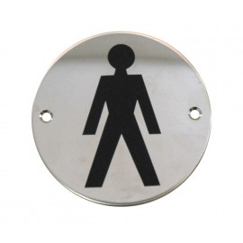 Male Toilet Door Sign in Polished Stainless Steel