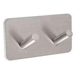 Double Peg Adhesive Coat Hook in Satin Stainless Steel