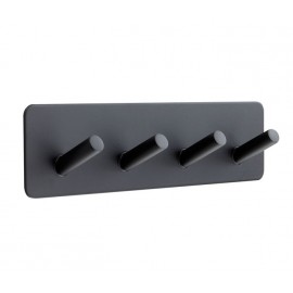 Matt Black Coat Rack with 4 Hooks and Adhesive Backplate