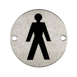 Male Toilet Sign for Toilet Doors in Satin Stainless Steel