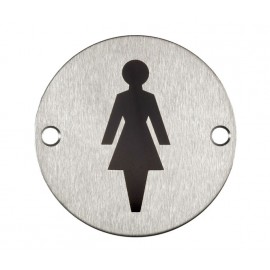 Female Toilet Door Sign in Satin Stainless Steel