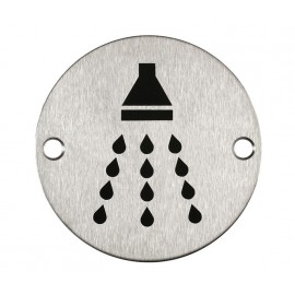 Shower Door Sign in Satin Stainless Steel