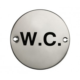 W.C Sign in Polished Stainless Steel