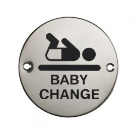 Baby Change Sign in Polished Stainless Steel