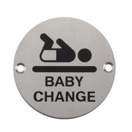 Baby Change Sign in Satin Stainless Steel