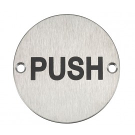 Push Door Sign in Satin Stainless Steel