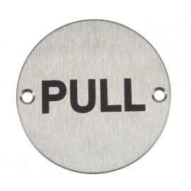 Pull Door Sign in Satin Stainless Steel