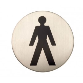 Adhesive Male Toilet Door Sign in Satin Stainless Steel