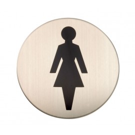 Adhesive Female Toilet Door Sign in Satin Stainless Steel