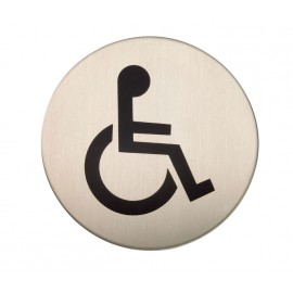 Adhesive Disabled Toilet Door Sign in Satin Stainless Steel