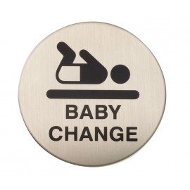 Adhesive Baby Change Door Sign in Satin Stainless Steel