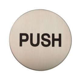 Adhesive Push Door Sign in Satin Stainless Steel