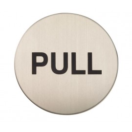 Adhesive Pull Door Sign in Satin Stainless Steel
