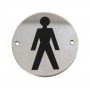 Male Toilet Door Sign in Polished Stainless Steel