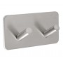 Double Peg Adhesive Coat Hook in Satin Stainless Steel