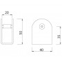 Aluminium Toilet Cubicle U Brackets for 20mm Board Line Drawing