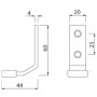 Satin Stainless Steel Cubicle Coat Hook with Buffer Line Drawing