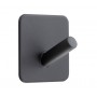 Matt Black Single Coat Hook with Adhesive Backplate
