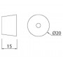 Cubicle Door Buffer Rubber with 15mm Thickness Line Drawing