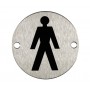 Male Toilet Sign for Toilet Doors in Satin Stainless Steel
