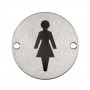 Female Toilet Door Sign in Satin Stainless Steel