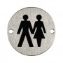 Unisex Toilet Sign for Toilet Door in Satin Stainless Steel