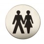 Adhesive Unisex Toilet Door Sign in Satin Stainless Steel