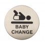 Adhesive Baby Change Door Sign in Satin Stainless Steel